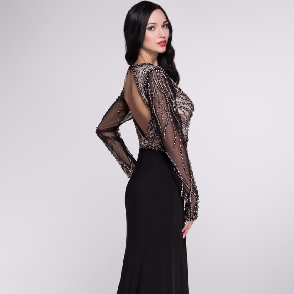 Mac Duggal evening dress, black/nude, size 10, NEW